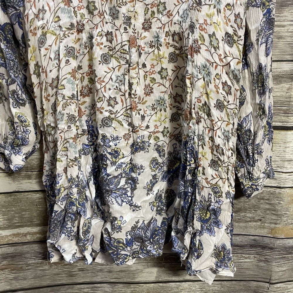Free People Floral Lucky Loosey Dress Women's Small Long Sleeve Boho Ivory Lined - Picture 10 of 10